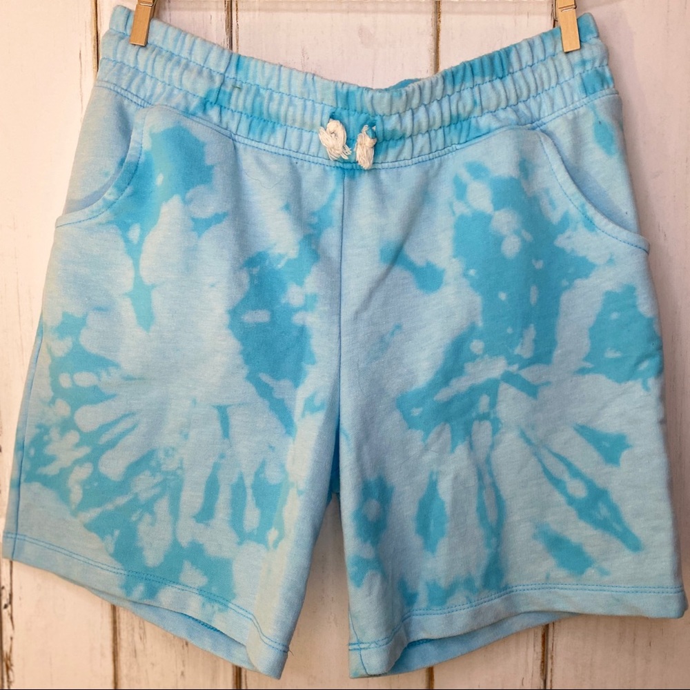 Custom bleach dyed sweat shorts.
